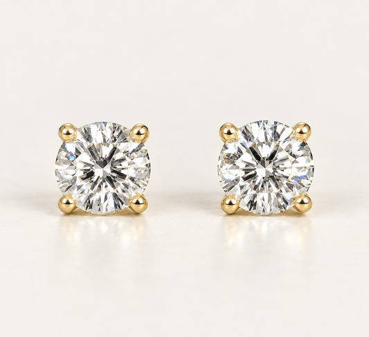 .50 CTW F/VS Lab-Grown Diamond Martini Stud 4 prong Earrings – 14K Yellow Gold