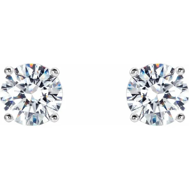 1.50 CTW GIA Natural Diamond Stud Earrings - Round Brilliant H VS - 14K Gold 4-Prong Martini Setting - Classic Diamond Studs 5C