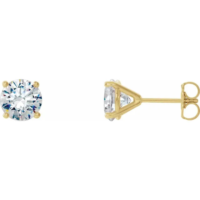 1.50 CTW GIA Natural Diamond Stud Earrings - Round Brilliant H VS - 14K Gold 4-Prong Martini Setting - Classic Diamond Studs 5C