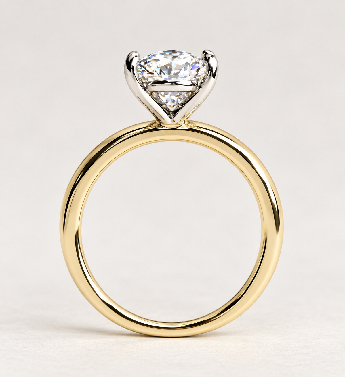 2.00 Carat Oval Lab Grown Diamond Solitaire Ring – D VS1 – 14K Yellow Gold with White Claw Prongs