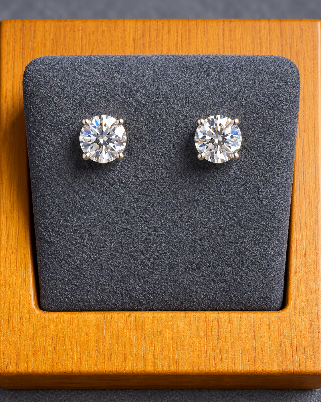 2 CTW Round Lab-Grown Diamond Stud Earrings – F/VS – 14K White Gold