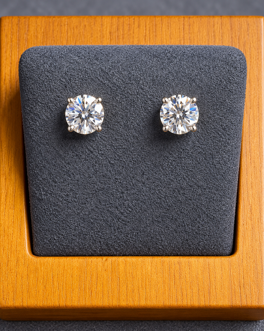 2 CTW Round Lab-Grown Diamond Stud Earrings – F/VS – 14K White Gold
