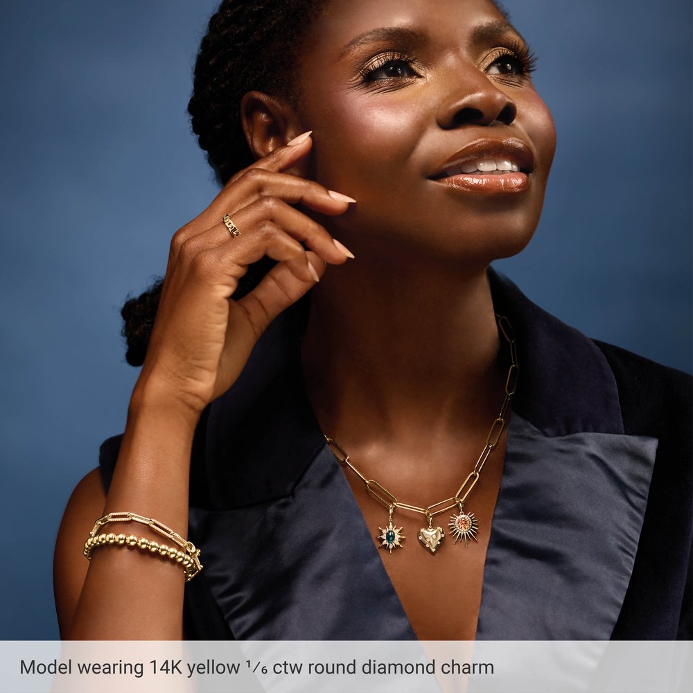 14K Yellow Gold 1/6 CTW Natural Diamond Puffy Heart Charm/Pendant 5C