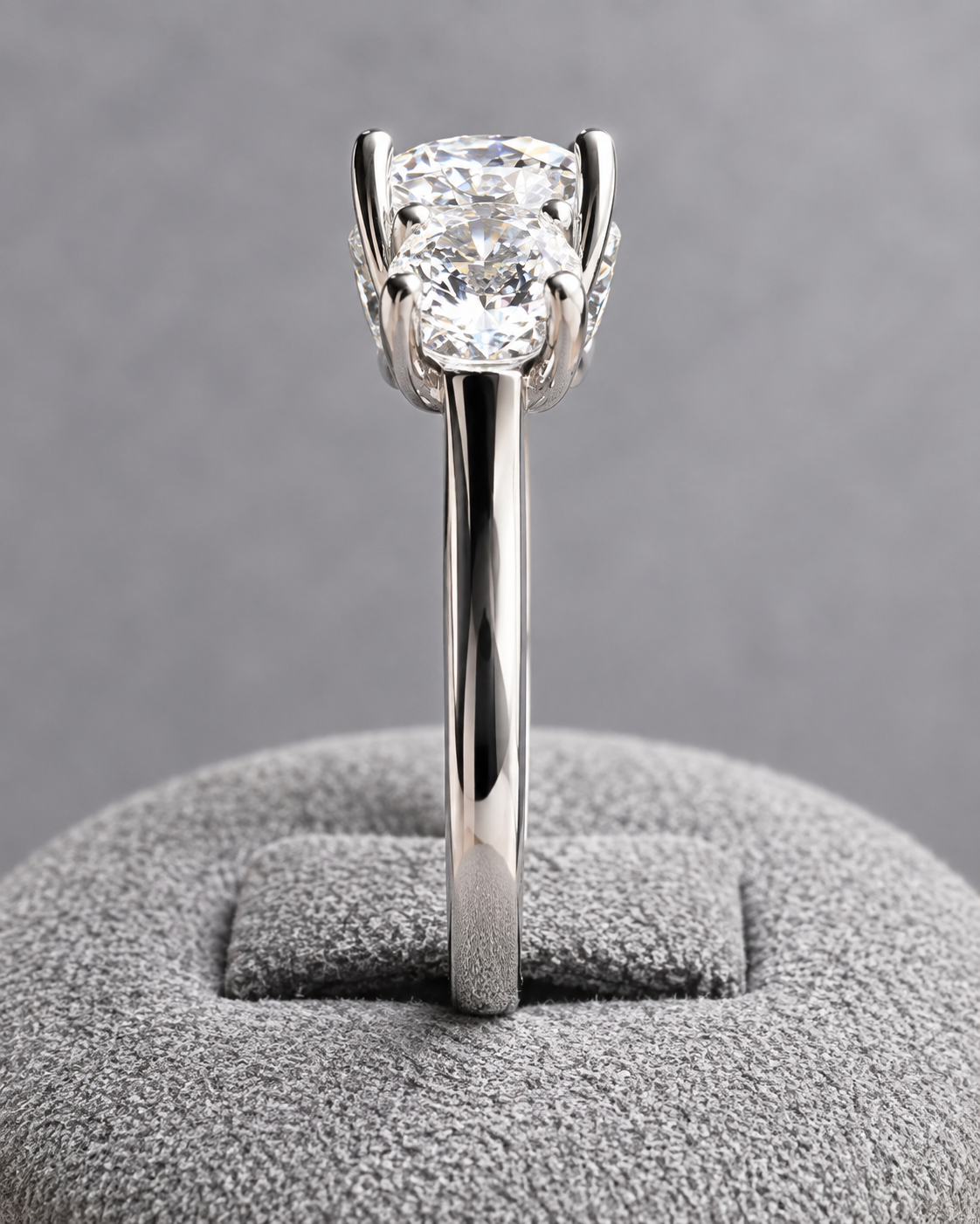 3.13 CTW Three-Stone Lab-Grown Diamond Ring – D/VS1 – Triple IGI Certified – 14K White Gold