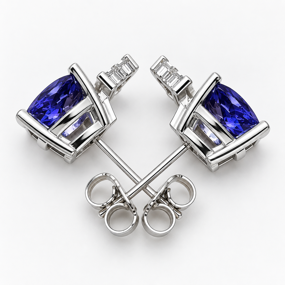 2.27 CTW Certified Natural Tanzanite & 1/5 CTW Natural Diamond Earrings GSI Certified