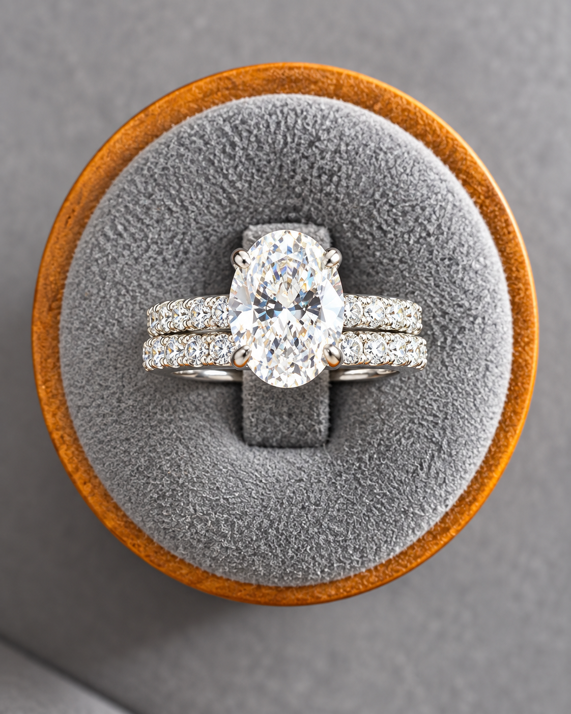 2.5 CTW Oval Lab-Grown Diamond French-Set Engagement Ring – D/VS1 – 14K White Gold - IGI Certified