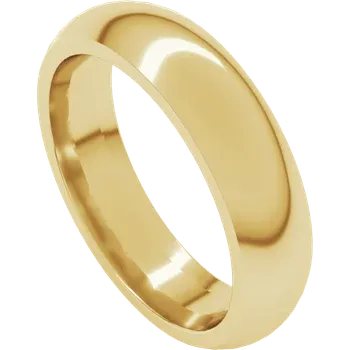 Mens 14K Yellow Gold Comfort-Fit 6mm Half Round Band 5C High Polish 5C