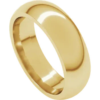 Mens 14K Yellow Gold Comfort-Fit 6mm Half Round Band 5C High Polish 5C