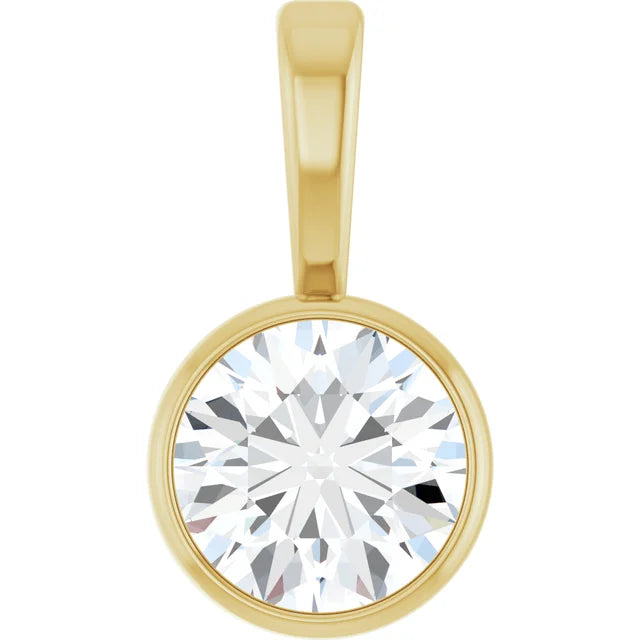 3 ct IGI Certified Lab-Grown Bezel Pendant Necklace - D Color VS1 Ideal Cut 14k Yellow Gold 5C