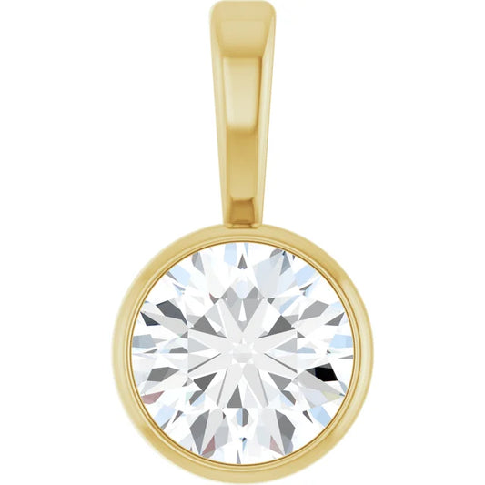 3 ct IGI Certified Lab-Grown Bezel Pendant Necklace - D Color VS1 Ideal Cut 14k Yellow Gold 5C