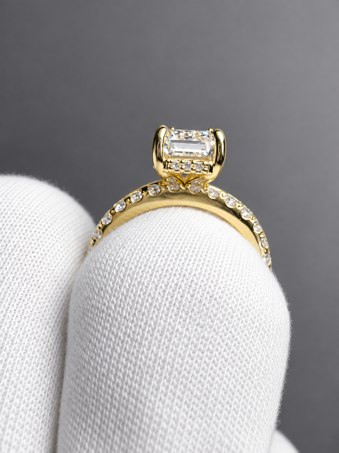 3.10 CT Emerald Cut Lab-Grown Diamond Hidden Halo Engagement Ring – E VS1, IGI Certified, 14K Gold
