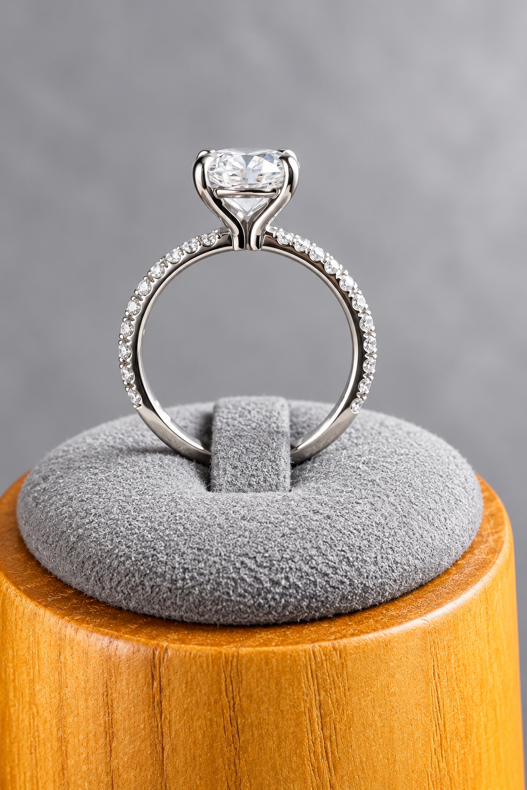 2.5 CTW Oval Lab-Grown Diamond French-Set Engagement Ring – D/VS1 – 14K White Gold - IGI Certified