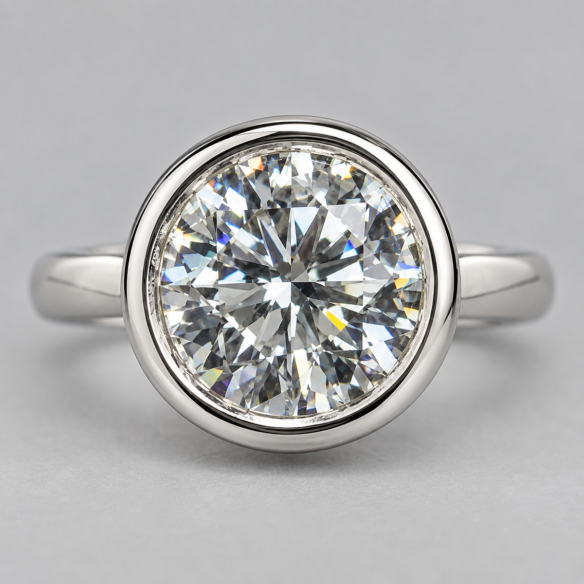 3 Ct E VS1 Ideal Round  Lab-Grown Diamond Cathedral Bezel Ring | 14K White Gold - IGI Certified