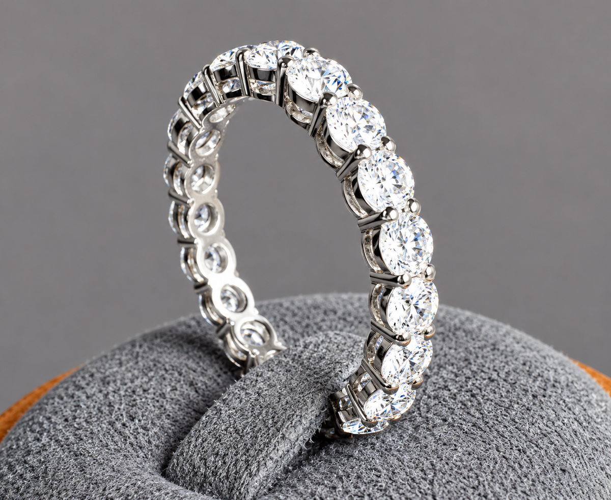 1.60 CTW Lab-Grown Diamond Eternity Band in 10K White Gold – IGI Certified - Size 7