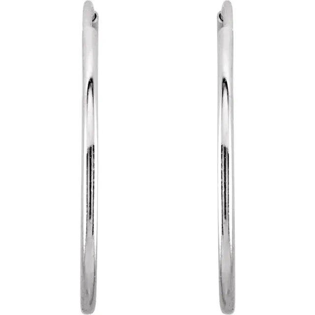 14K White Gold Endless Hoop Earrings - Classic Thin Tube Hoop Earrings (10mm-24mm) 5C