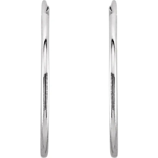 14K White Gold Endless Hoop Earrings - Classic Thin Tube Hoop Earrings (10mm-24mm) 5C