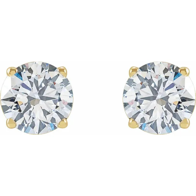 1/4 CTW Lab-Grown Diamond Stud Earrings - Round Brilliant - Yellow or White Gold 5C
