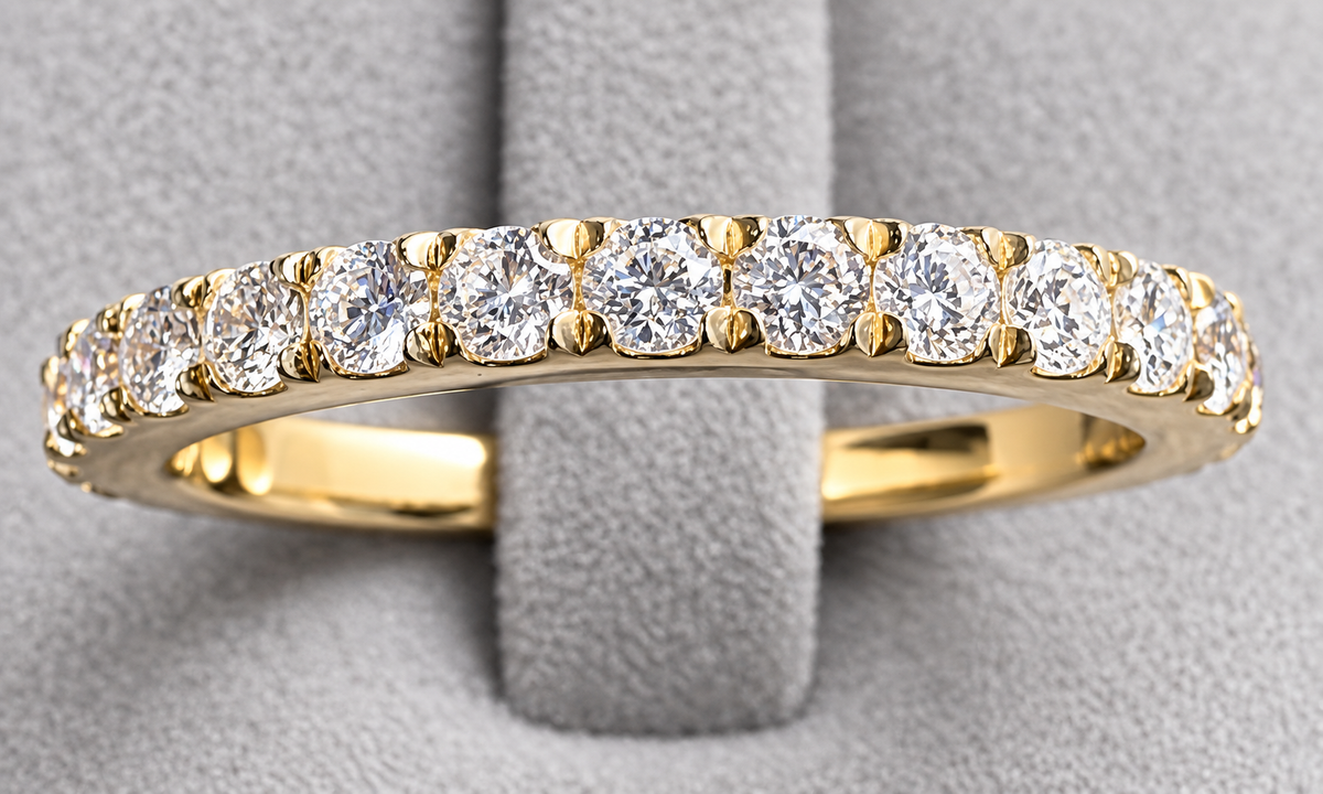 French-Set Lab Grown Diamond Wedding Band – 0.57 CTW - 14K Yellow Gold | D–F VS–VVS