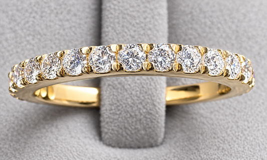 French-Set Lab Grown Diamond Wedding Band – 0.57 CTW - 14K Yellow Gold | D–F VS–VVS