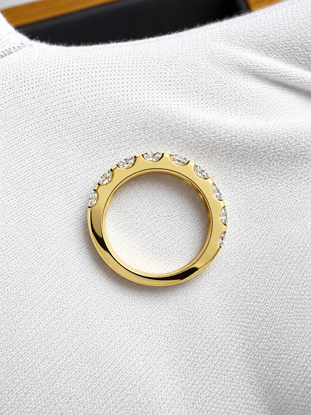 2.32 CTW Lab-Grown Diamond French-Set Band | Nine 4mm Diamonds | DEF -VS-VVS - 14K Yellow Gold