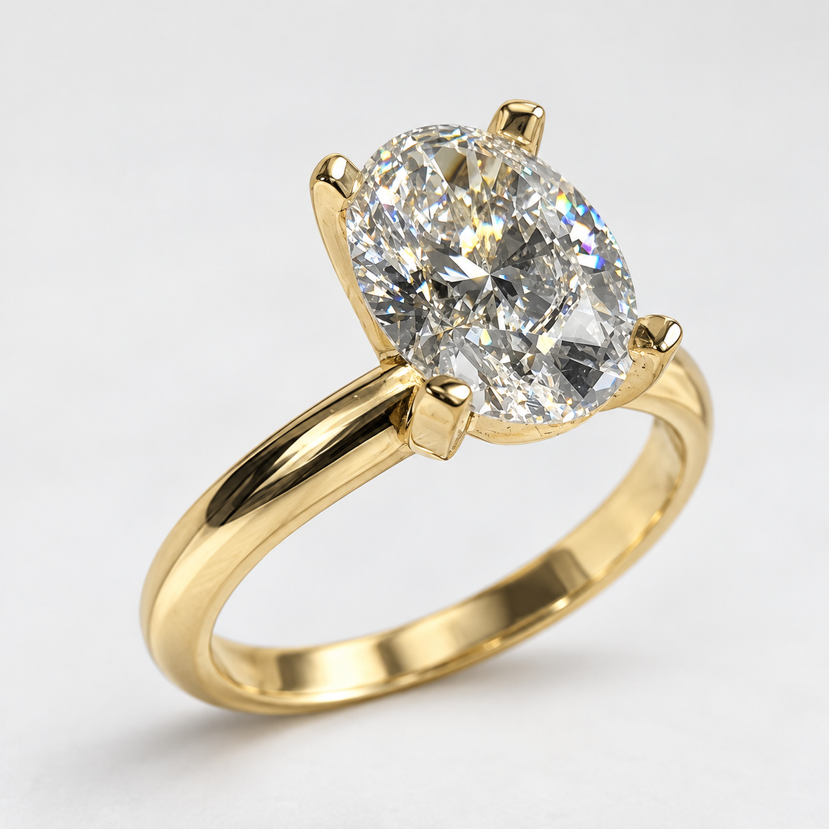 1.00 Ct Oval Lab-Grown Diamond Solitaire Engagement Ring –  E- VS1 - 14K Yellow Gold | IGI Certified
