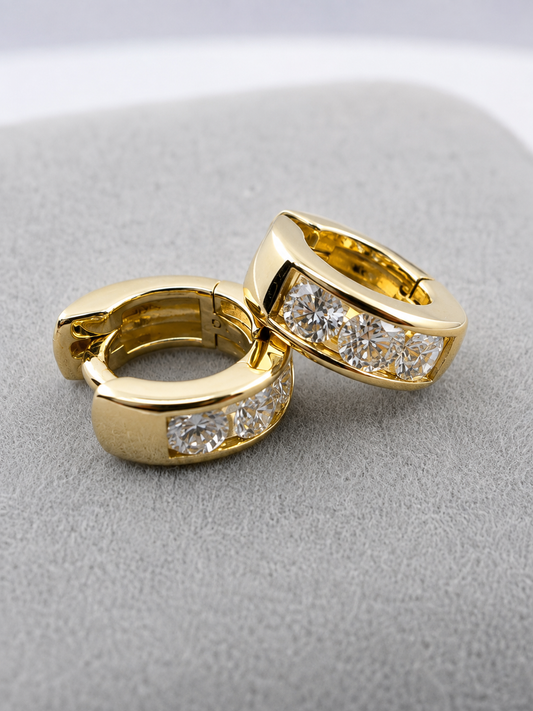 1/3 CTW G–H/SI Lab-Grown Diamond 14K Gold Channel-Set Huggie Earrings