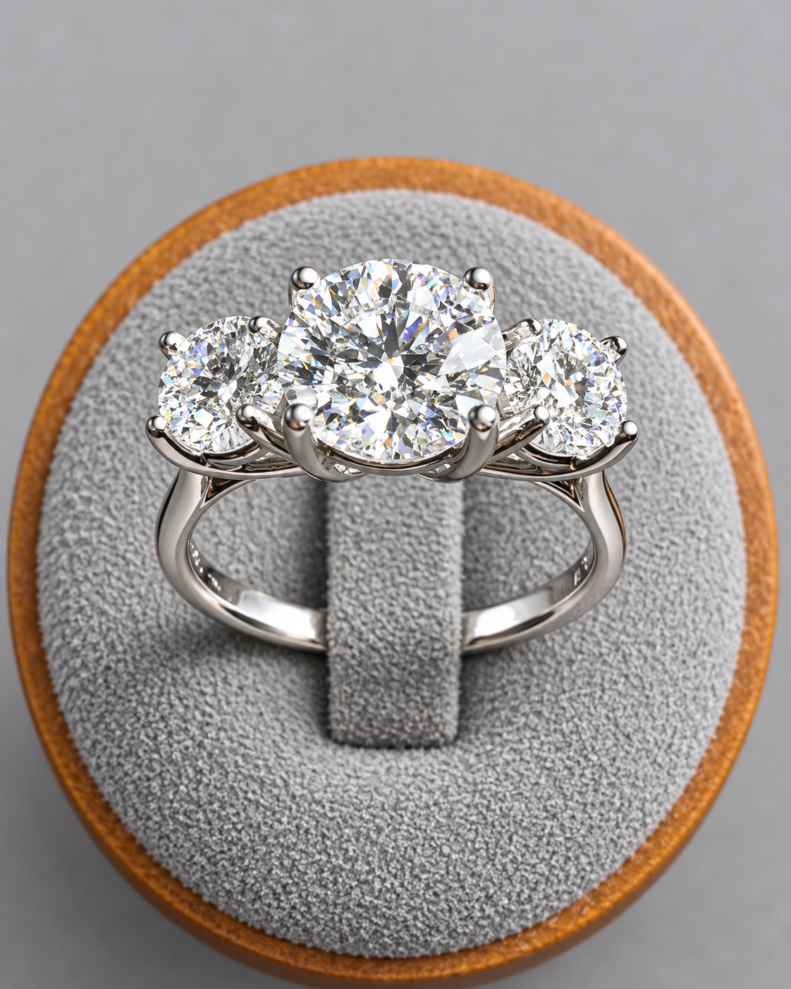 3.13 CTW Three-Stone Lab-Grown Diamond Ring – D/VS1 – Triple IGI Certified – 14K White Gold