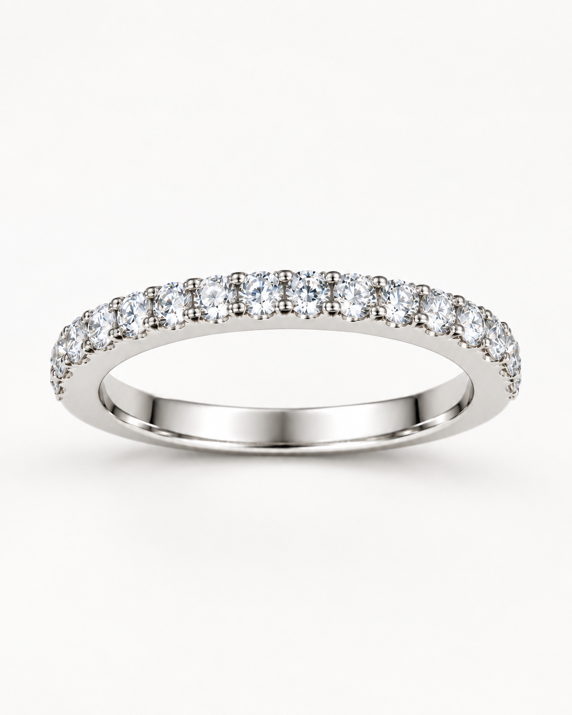 French-Set Lab- Grown Diamond Wedding Band – 0.57 CTW - 14K White Gold | D–F VS–VVS