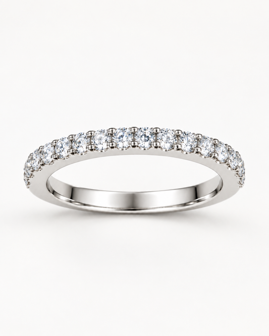French-Set Lab- Grown Diamond Wedding Band – 0.57 CTW - 14K White Gold | D–F VS–VVS