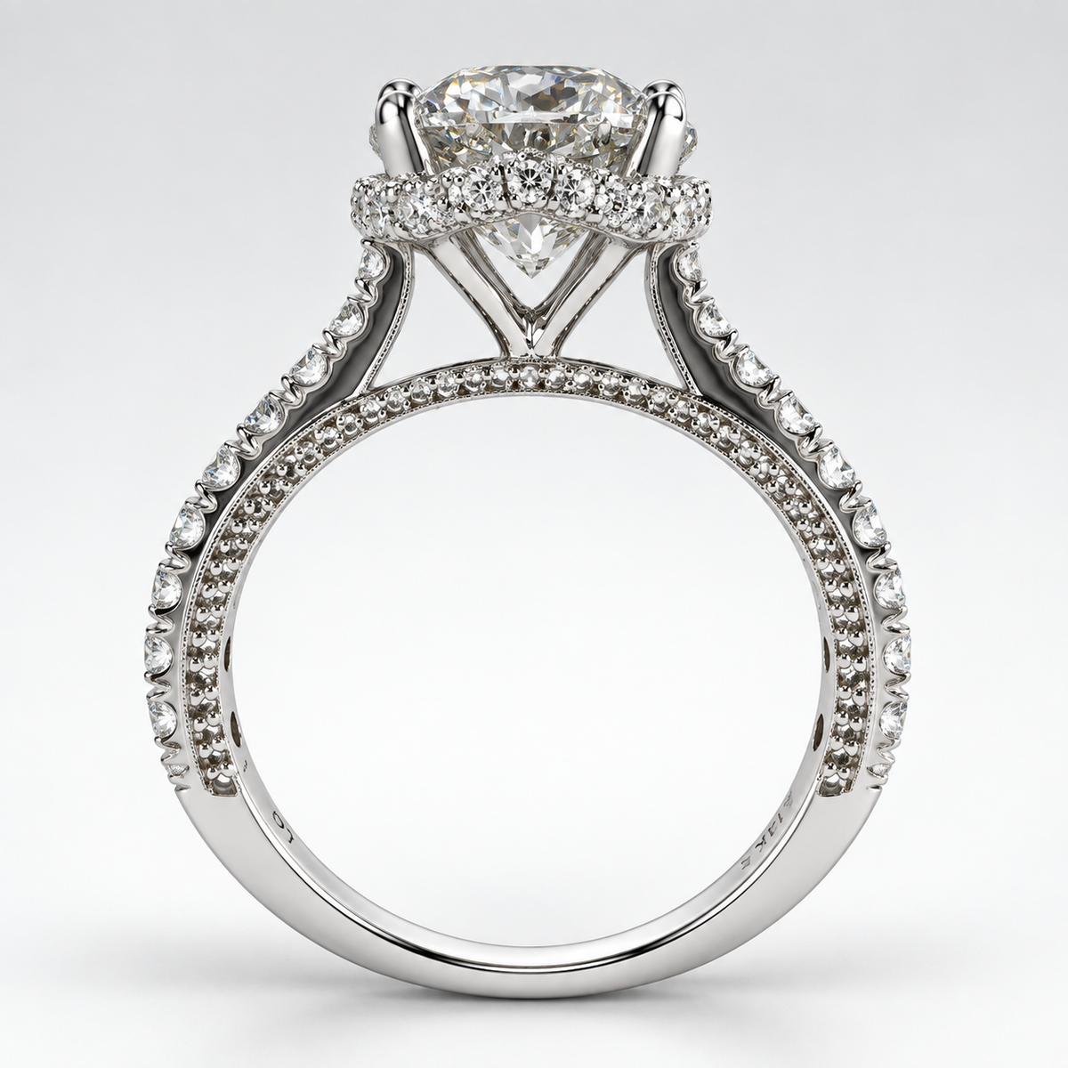 Approx. 2.50 CTW Round Brilliant Hidden Halo Lab Grown Diamond Engagement Ring – F VS1 – 14K White Gold - IGI Certified