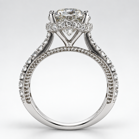 Approx. 2.50 CTW Round Brilliant Hidden Halo Lab Grown Diamond Engagement Ring – F VS1 – 14K White Gold - IGI Certified