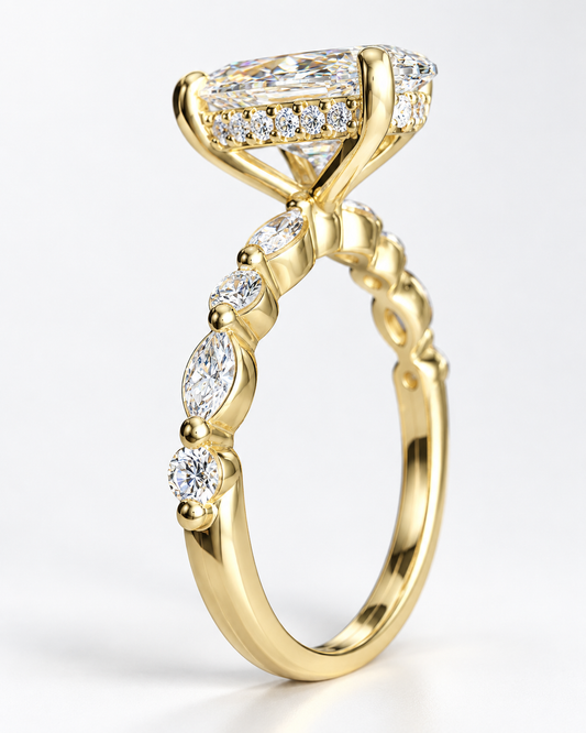 2.50 CTW D/VS1 Oval Lab-Grown Diamond Hidden Halo Engagement Ring – 14K Yellow Gold
