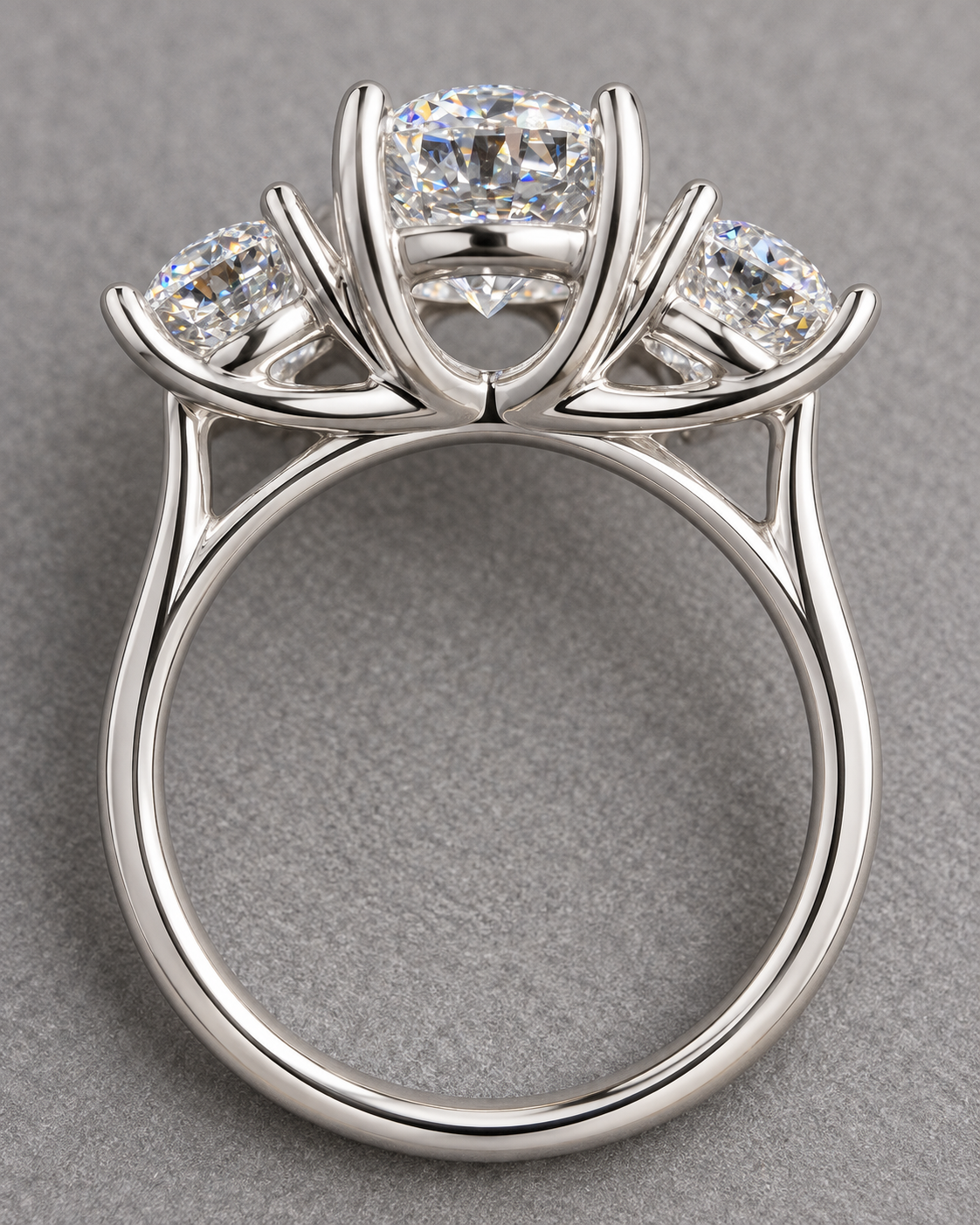 3.13 CTW Three-Stone Lab-Grown Diamond Ring – D/VS1 – Triple IGI Certified – 14K White Gold