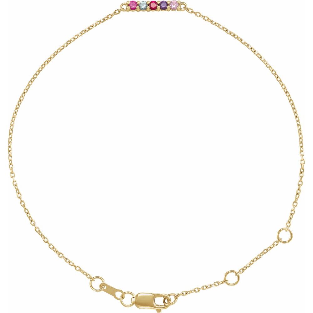 14K Yellow Gold 2 mm Round Family Birthstone Bracelet (1-7 Stones) "6.5-7.5" Customizable 5C