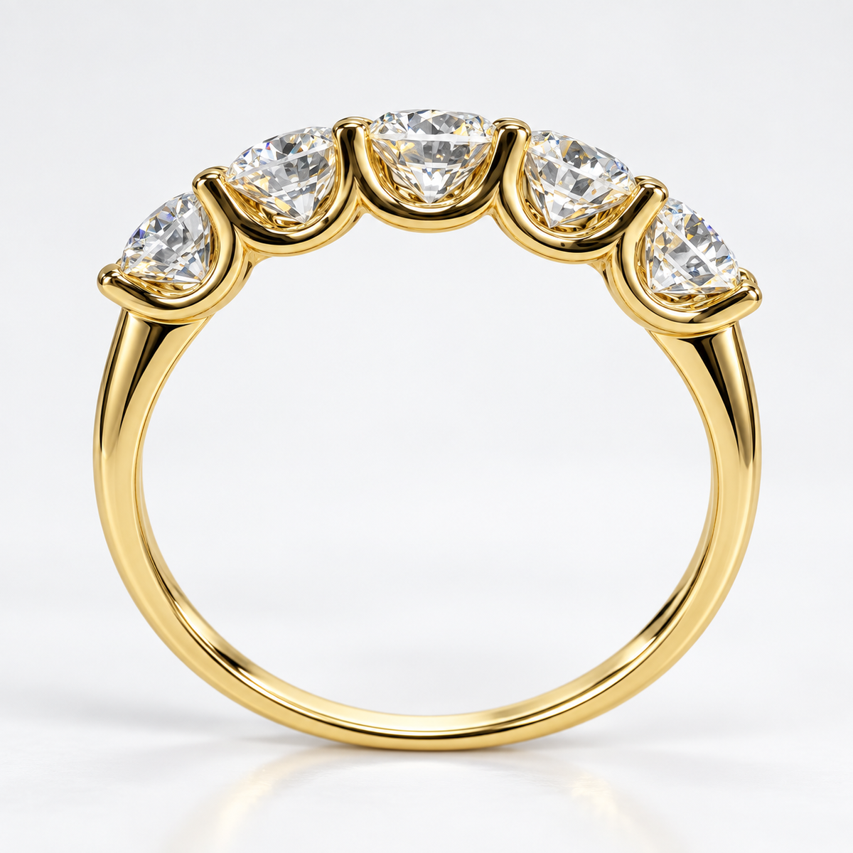 1.40 CTW Five-Stone Lab-Grown Diamond Band – 10K Yellow Gold | IGI Report