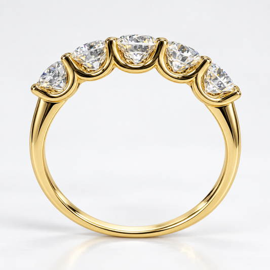 1.40 CTW Five-Stone Lab-Grown Diamond Band – 10K Yellow Gold | IGI Report