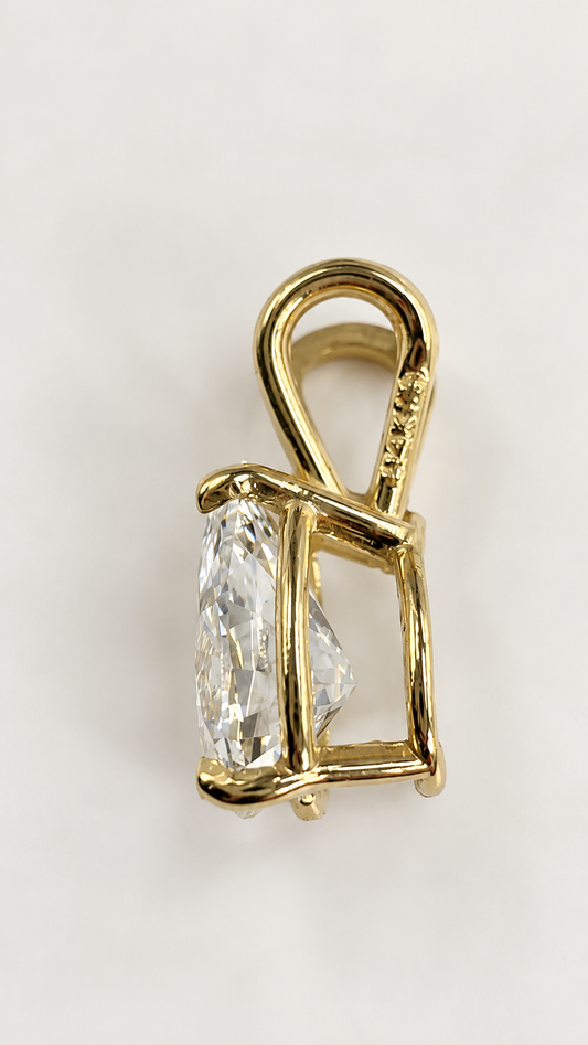 1.10 CT Pear Lab-Grown Diamond Pendant – D VS1 | 14K Yellow Gold