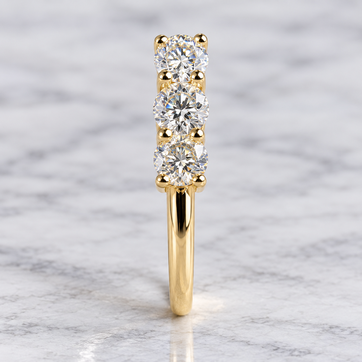 1.40 CTW Five-Stone Lab-Grown Diamond Band – 10K Yellow Gold | IGI Report