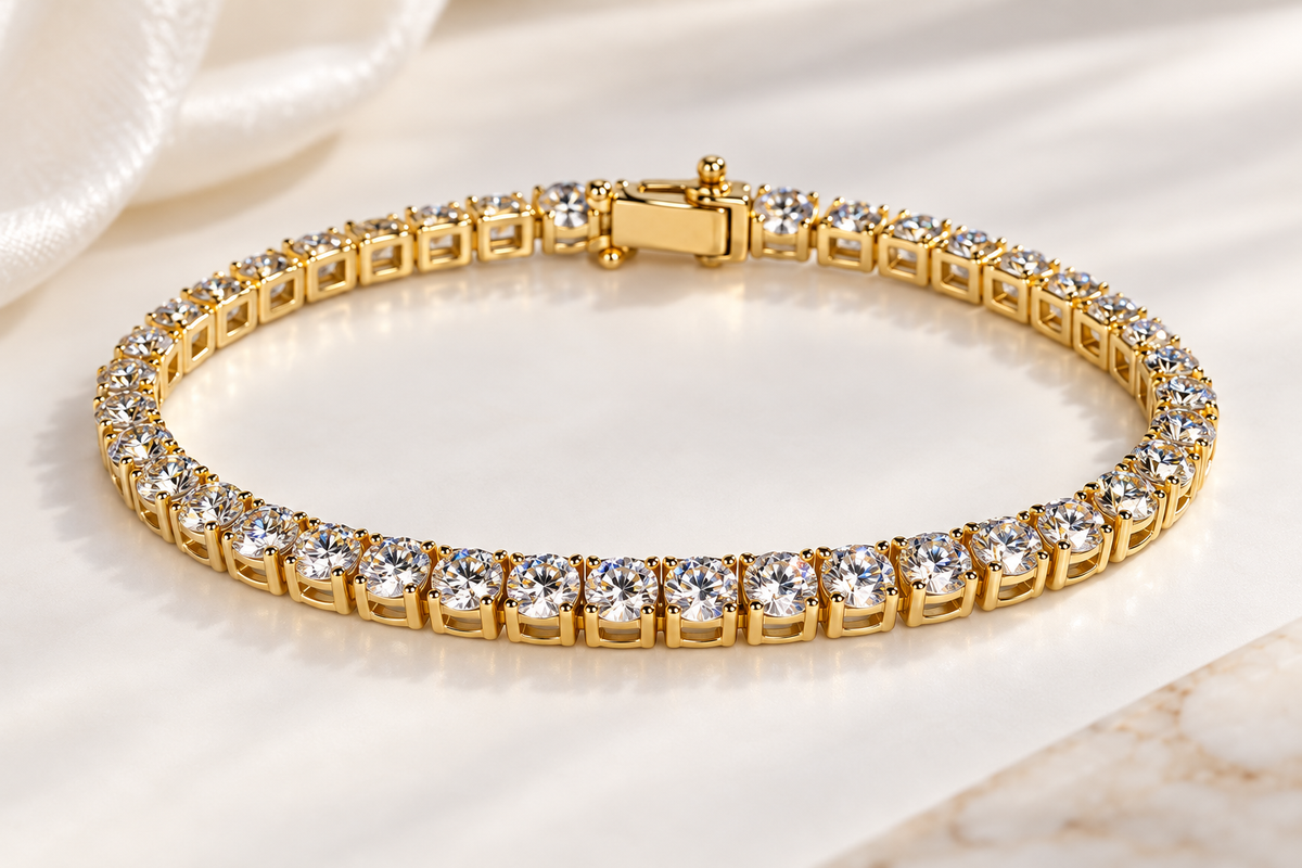 6.03 CTW Lab-Grown Diamond Tennis Bracelet – 10K Yellow Gold | D–E Color, VS–VVS Clarity | IGI Certified