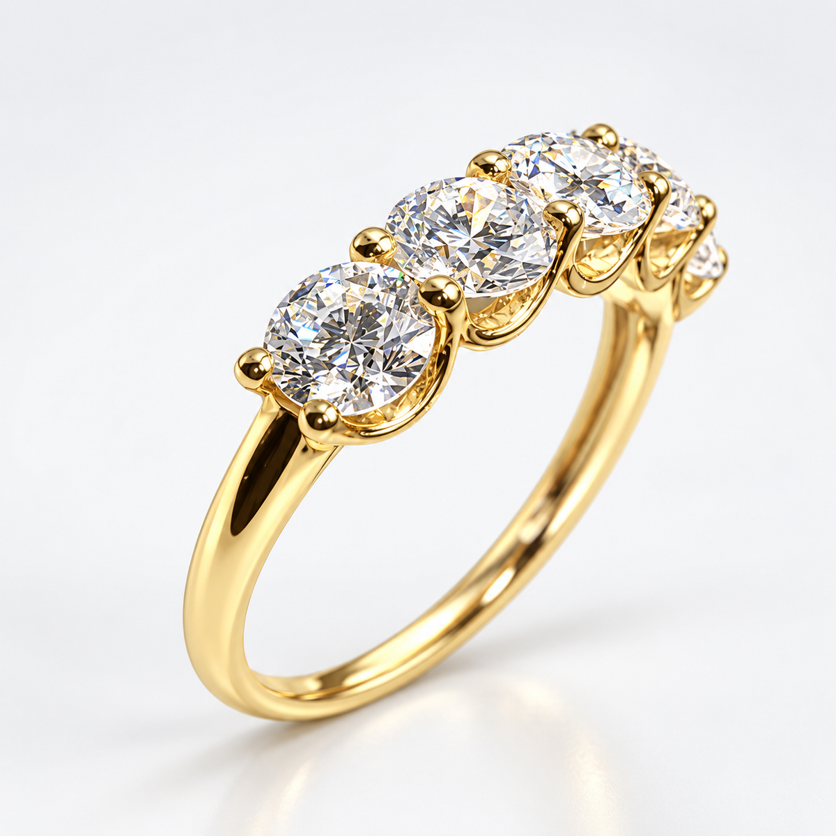 1.40 CTW Five-Stone Lab-Grown Diamond Band – 10K Yellow Gold | IGI Report