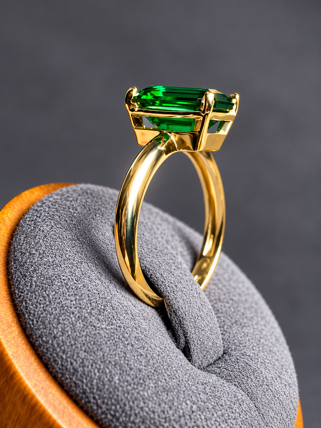 9x7mm Hydrothermal Emerald Solitaire Ring in 14K Yellow Gold