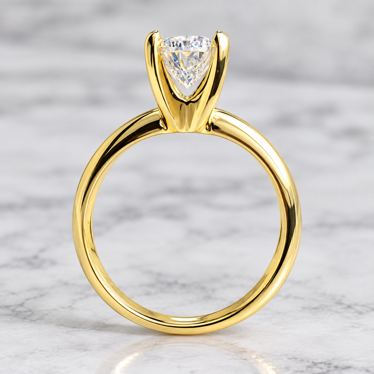 1.00 Ct Oval Lab-Grown Diamond Solitaire Engagement Ring –  E- VS1 - 14K Yellow Gold | IGI Certified