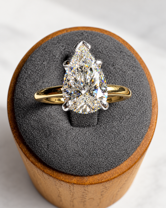 2 CT Pear Lab-Grown Diamond Solitaire Engagement Ring – D VS1 | 14K Yellow Gold - IGI Certified
