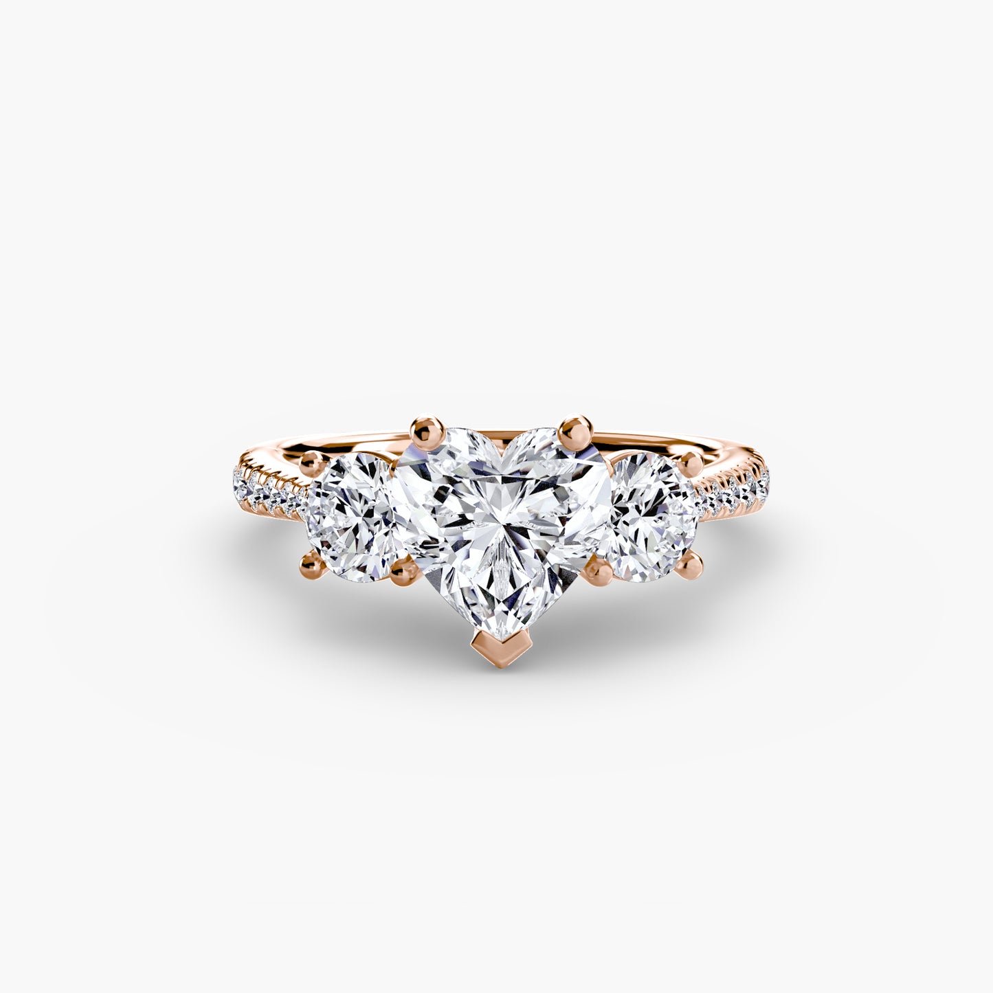 Three-Stone Engagement Ring with Pavé Band - 2.3mm