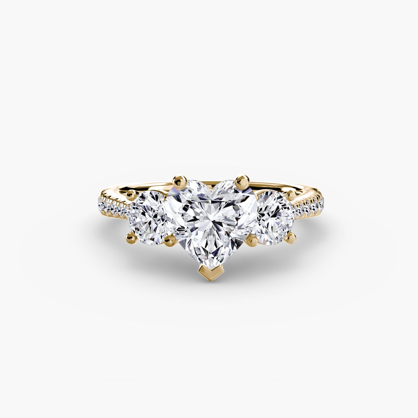 Three-Stone Engagement Ring with Pavé Band - 2.3mm
