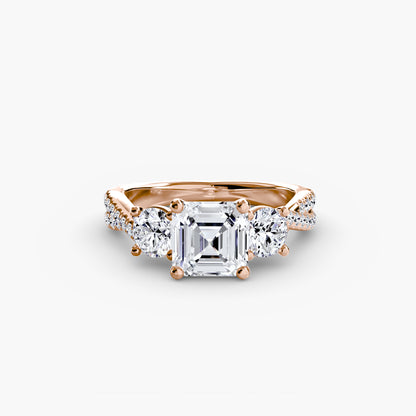 Intertwined Three-Stone Pavé Engagement Ring