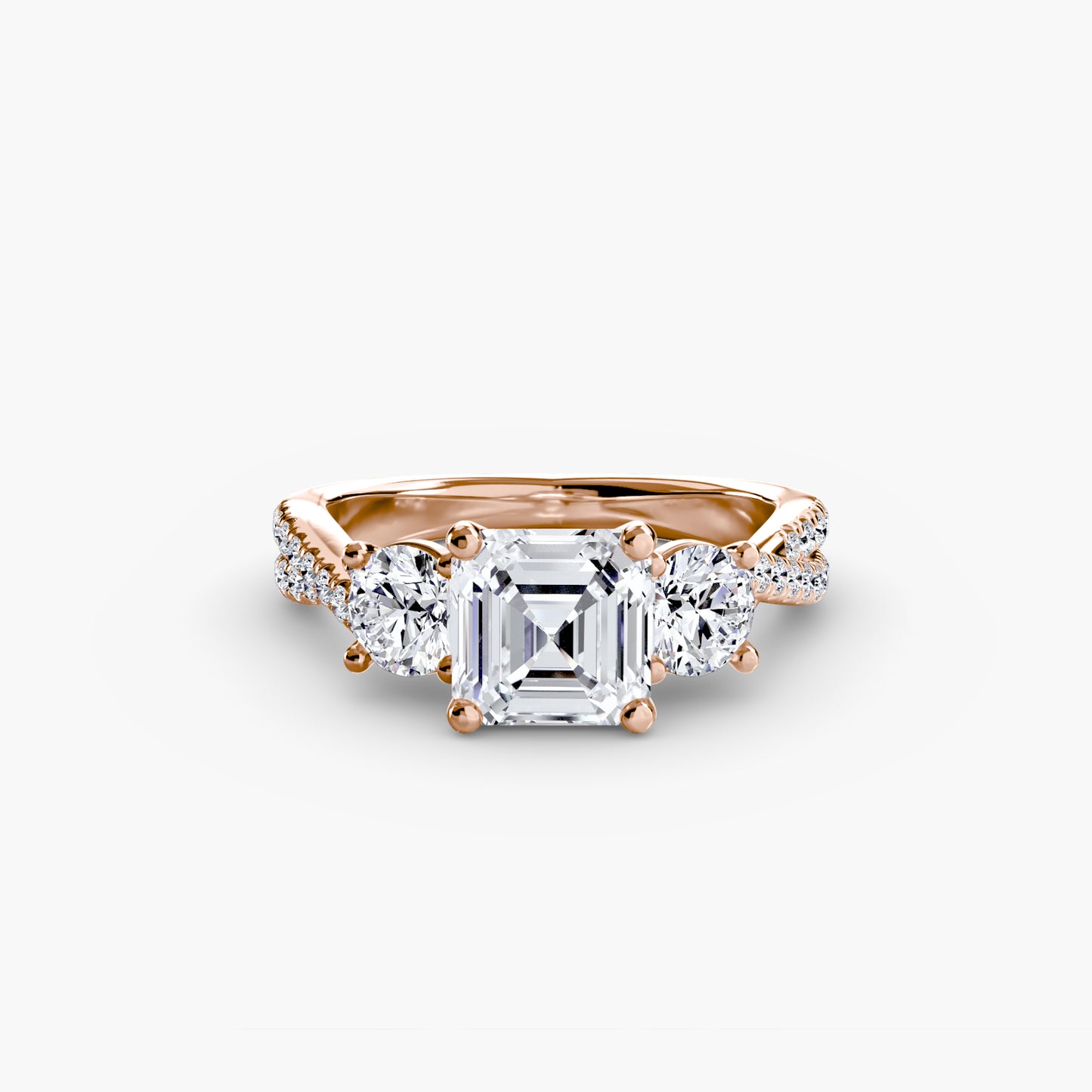 Intertwined Three-Stone Pavé Engagement Ring
