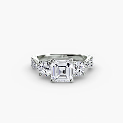 Intertwined Three-Stone Pavé Engagement Ring