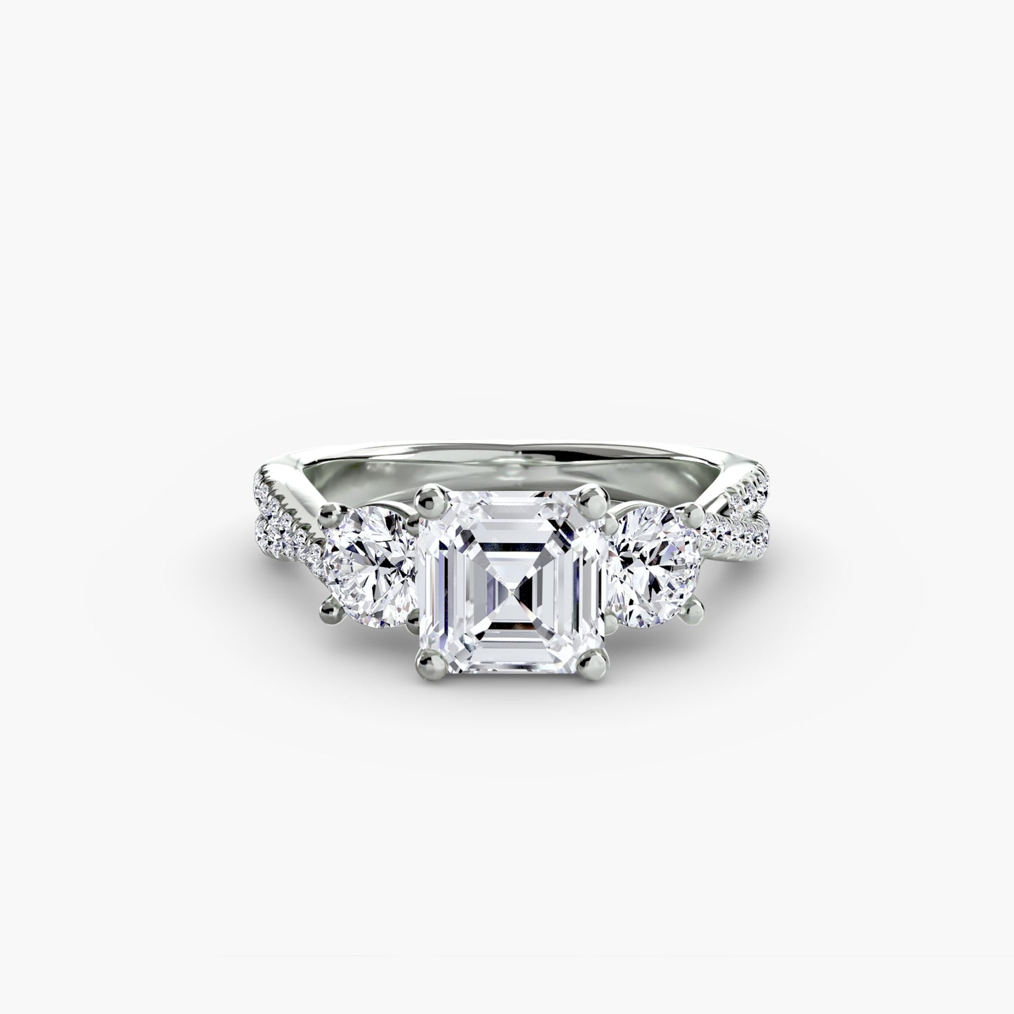 Intertwined Three-Stone Pavé Engagement Ring