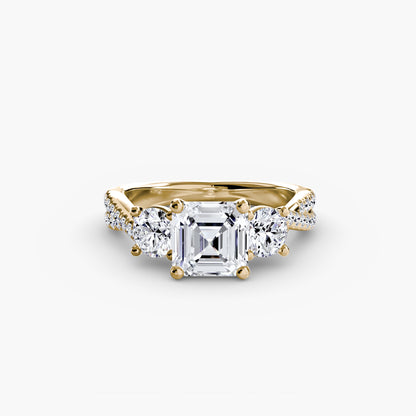 Intertwined Three-Stone Pavé Engagement Ring